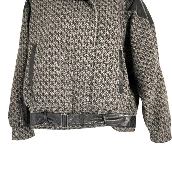 Anne-Gee Women's Size‎ 7/8 Tweed Moto Black Gray Bomber Jacket - Picture 3 of 9